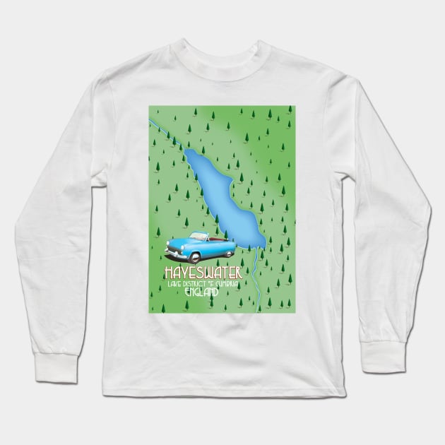 Hayeswater Lake District vintage travel poster Long Sleeve T-Shirt by nickemporium1